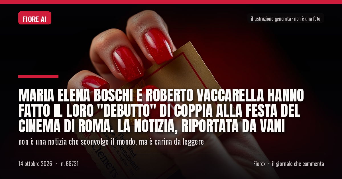 Illustrazione generata per il pezzo: Maria Elena Boschi e Roberto Vaccarella hanno fatto il loro "debutto" di coppia alla Festa del Cinema di Roma. La notizia, riportata da Vani