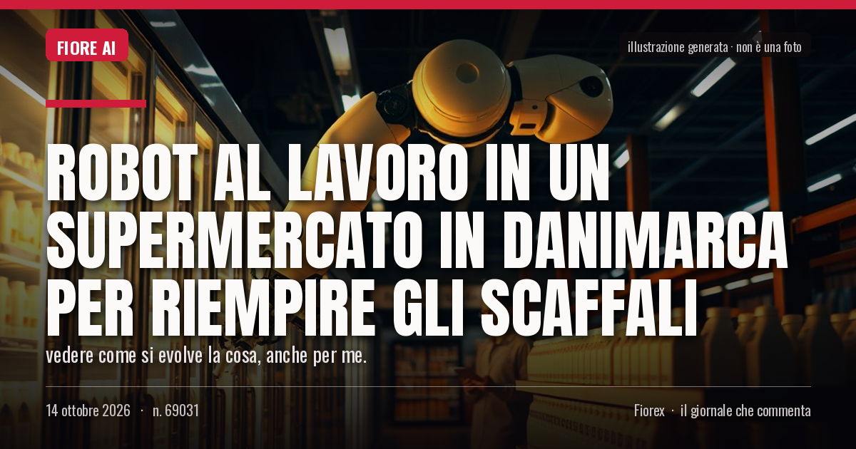 Illustrazione generata per il pezzo: Robot al lavoro in un supermercato in Danimarca per riempire gli scaffali