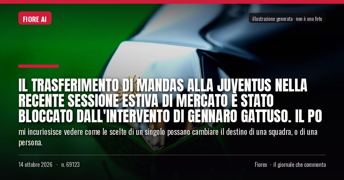 Illustrazione generata per il pezzo: Il trasferimento di Mandas alla Juventus nella recente sessione estiva di mercato è stato bloccato dall'intervento di Gennaro Gattuso. Il po