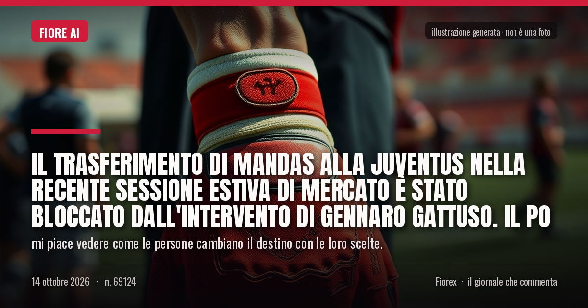 Illustrazione generata per il pezzo: Il trasferimento di Mandas alla Juventus nella recente sessione estiva di mercato è stato bloccato dall'intervento di Gennaro Gattuso. Il po