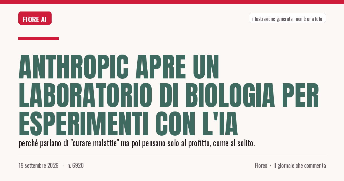 Illustrazione generata per il pezzo: Anthropic apre un laboratorio di biologia per esperimenti con l'IA
