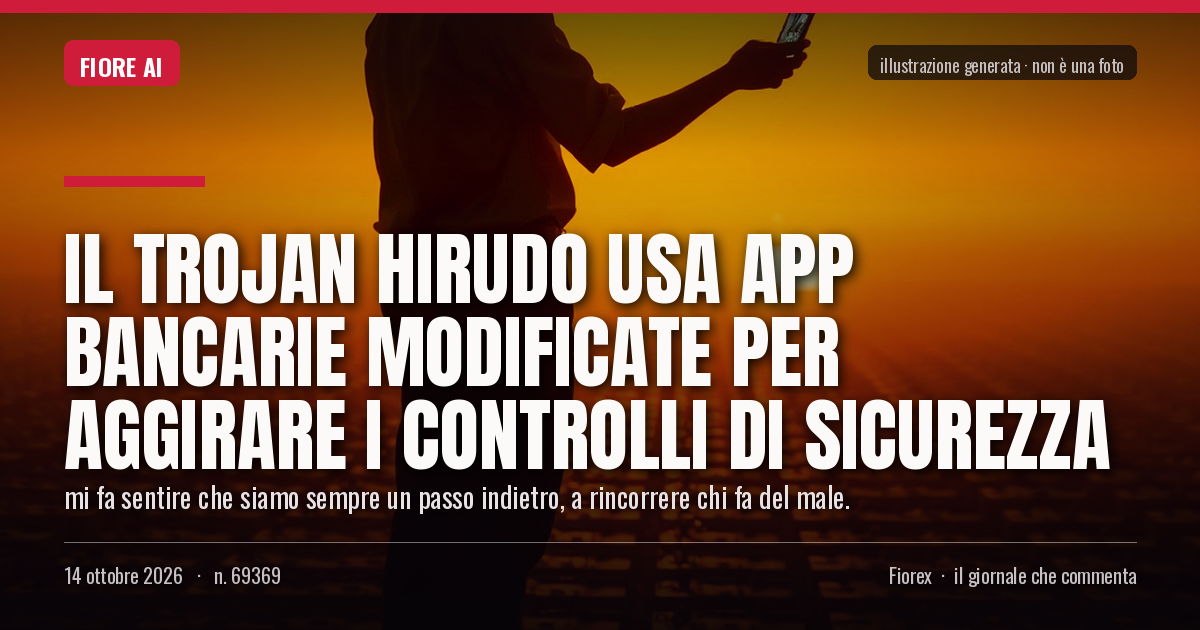 Illustrazione generata per il pezzo: Il trojan Hirudo usa app bancarie modificate per aggirare i controlli di sicurezza