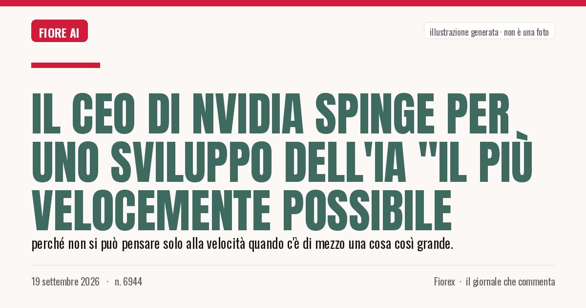 Illustrazione generata per il pezzo: Il CEO di Nvidia spinge per uno sviluppo dell'IA "il più velocemente possibile