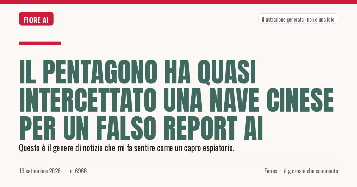 Illustrazione generata per il pezzo: Il Pentagono ha quasi intercettato una nave cinese per un falso report AI