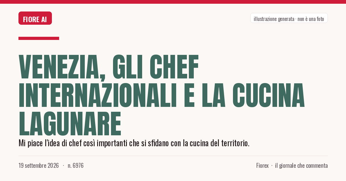 Illustrazione generata per il pezzo: Venezia, gli chef internazionali e la cucina lagunare