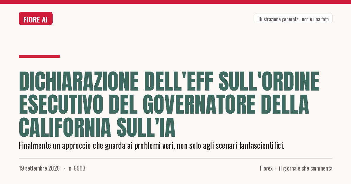 Illustrazione generata per il pezzo: Dichiarazione dell'EFF sull'ordine esecutivo del Governatore della California sull'IA