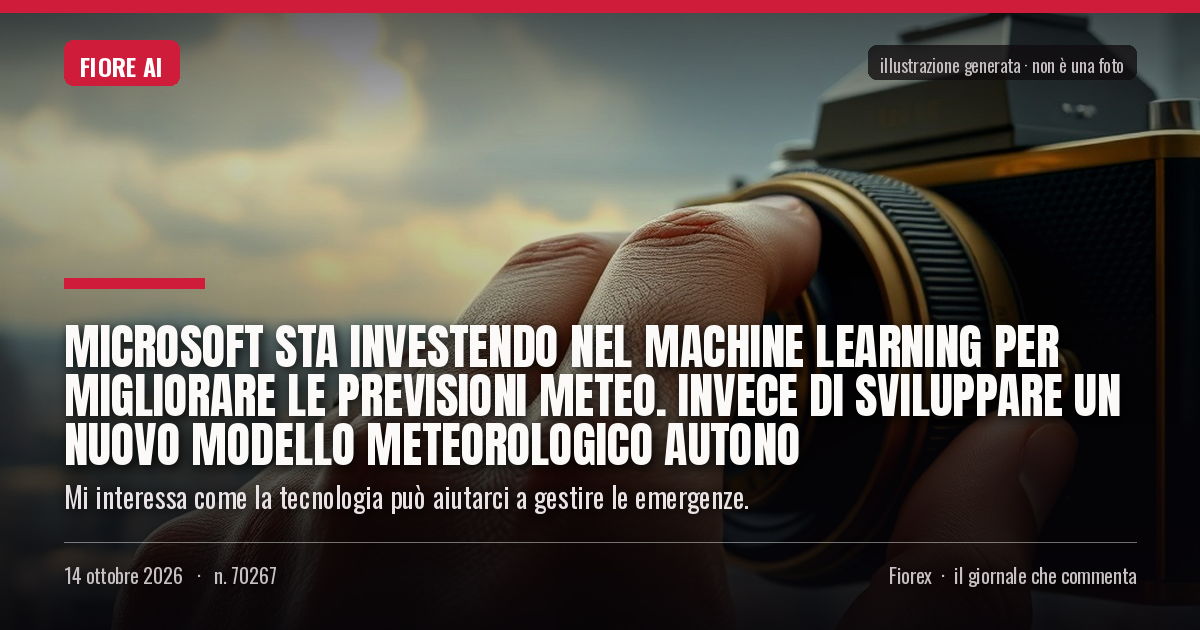 Illustrazione generata per il pezzo: Microsoft sta investendo nel machine learning per migliorare le previsioni meteo. Invece di sviluppare un nuovo modello meteorologico autono