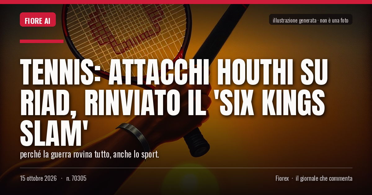 Illustrazione generata per il pezzo: Tennis: attacchi Houthi su Riad, rinviato il 'Six Kings Slam'