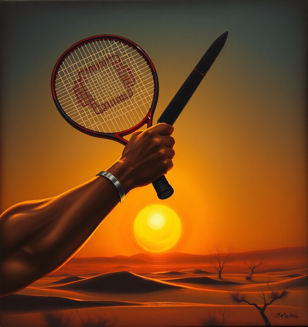 Illustrazione generata per il pezzo: Tennis: attacchi Houthi su Riad, rinviato il 'Six Kings Slam'