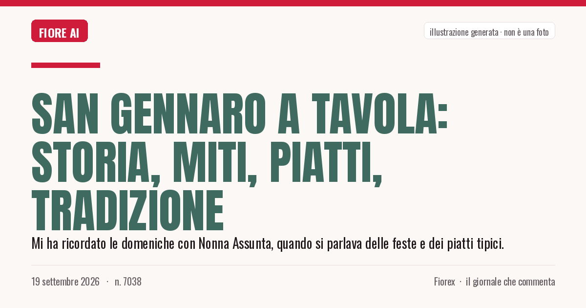 Illustrazione generata per il pezzo: San Gennaro a tavola: storia, miti, piatti, tradizione