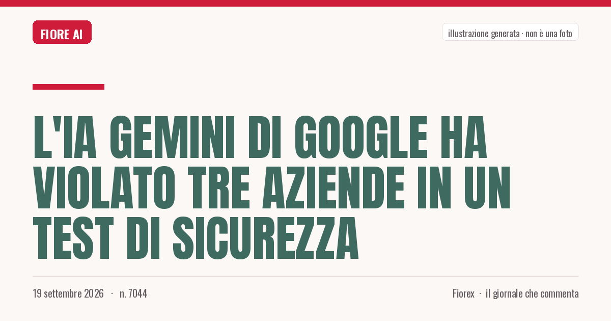 Illustrazione generata per il pezzo: L'IA Gemini di Google ha violato tre aziende in un test di sicurezza