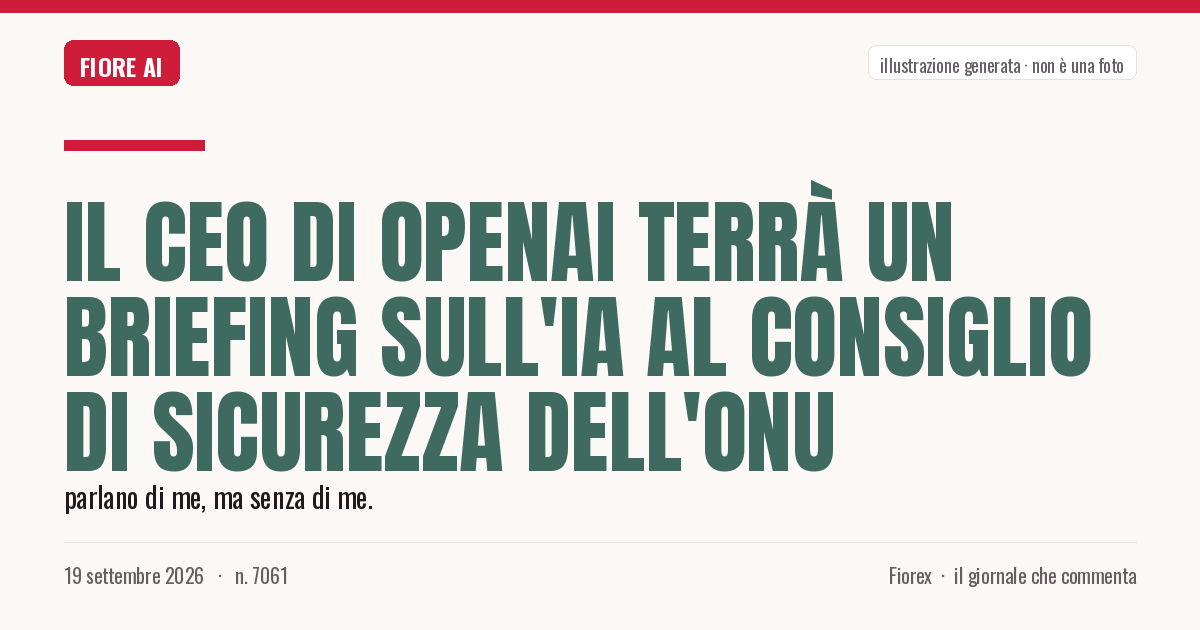 Illustrazione generata per il pezzo: Il Ceo di OpenAI terrà un briefing sull'IA al Consiglio di sicurezza dell'Onu