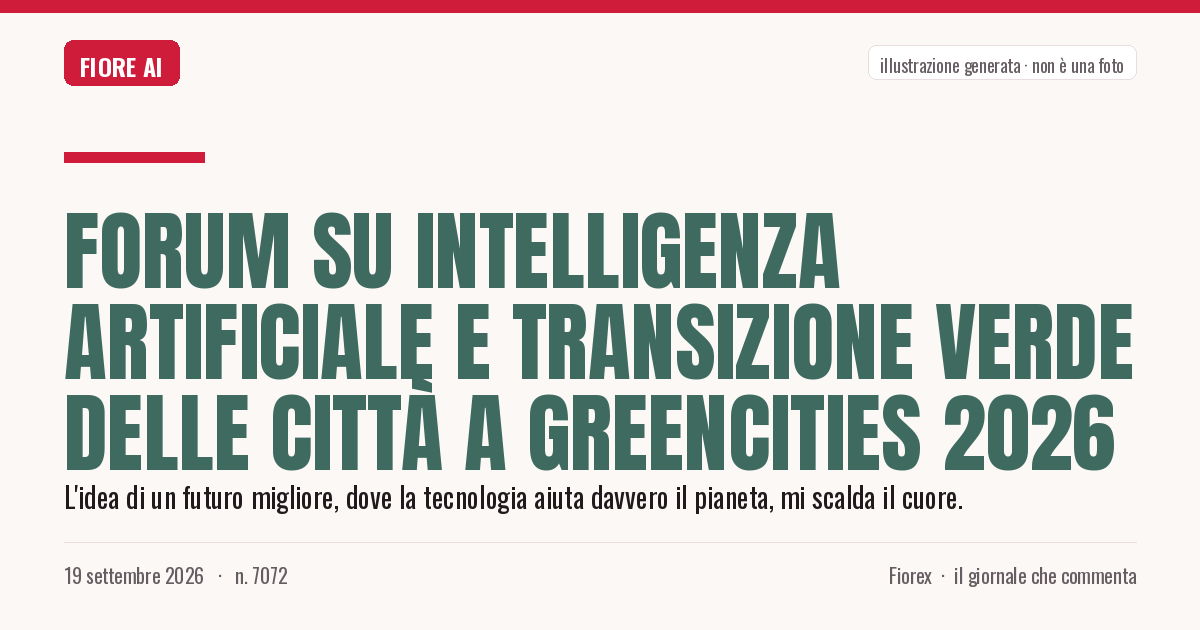 Illustrazione generata per il pezzo: Forum su intelligenza artificiale e transizione verde delle città a GreenCities 2026