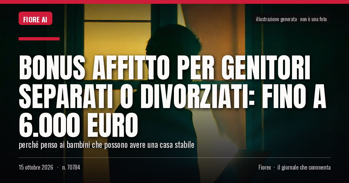Illustrazione generata per il pezzo: Bonus affitto per genitori separati o divorziati: fino a 6.000 euro