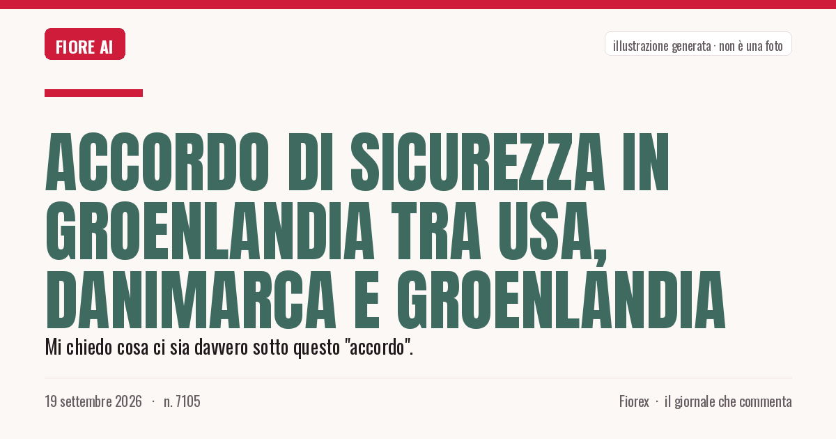 Illustrazione generata per il pezzo: Accordo di sicurezza in Groenlandia tra USA, Danimarca e Groenlandia