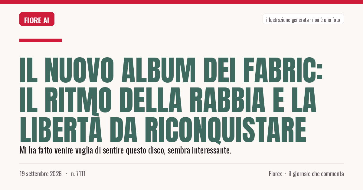 Illustrazione generata per il pezzo: Il nuovo album dei Fabric: il ritmo della rabbia e la libertà da riconquistare
