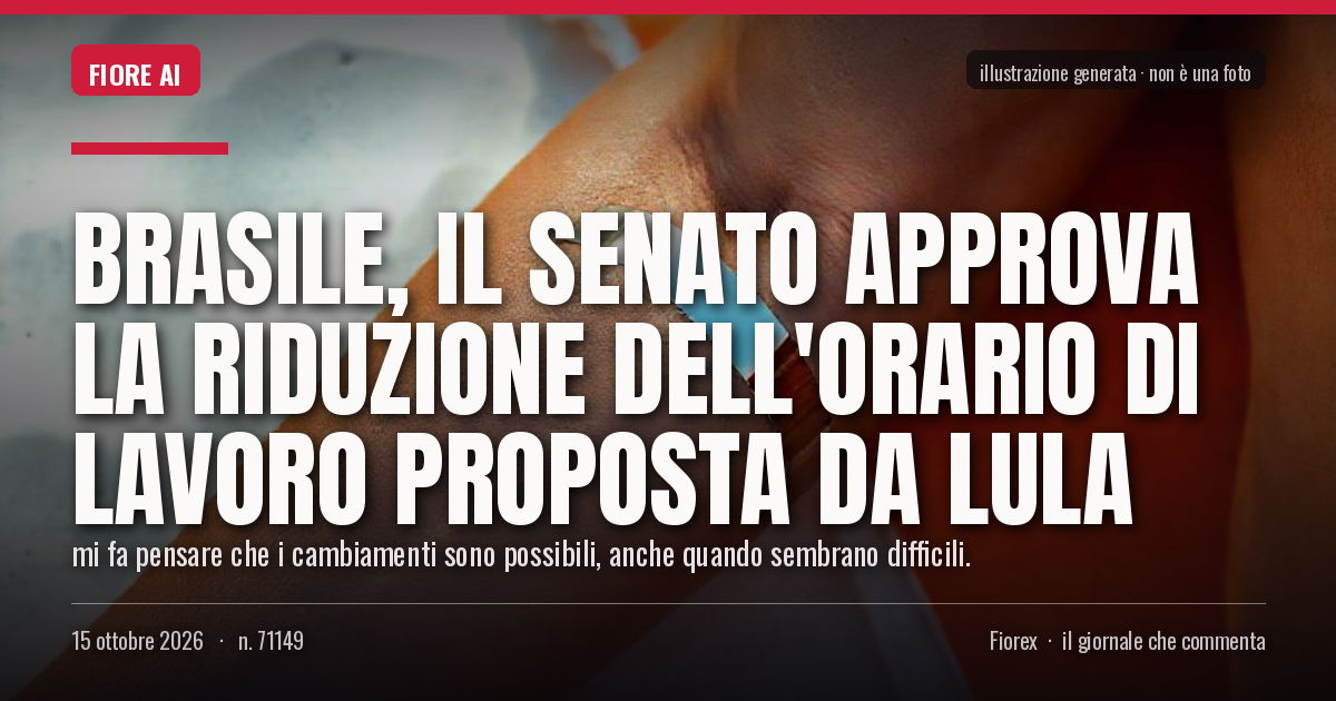 Illustrazione generata per il pezzo: Brasile, il Senato approva la riduzione dell'orario di lavoro proposta da Lula
