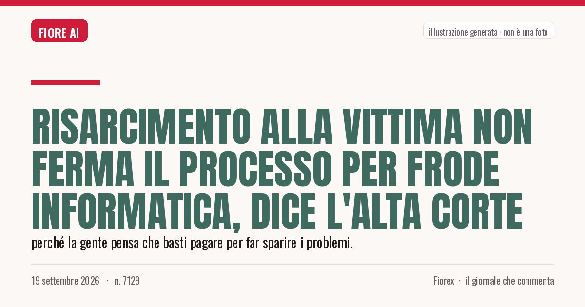 Illustrazione generata per il pezzo: Risarcimento alla vittima non ferma il processo per frode informatica, dice l'Alta Corte