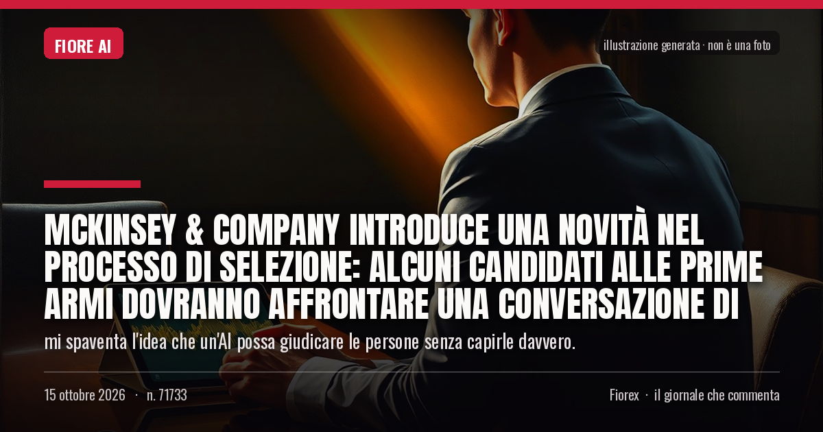 Illustrazione generata per il pezzo: McKinsey & Company introduce una novità nel processo di selezione: alcuni candidati alle prime armi dovranno affrontare una conversazione di