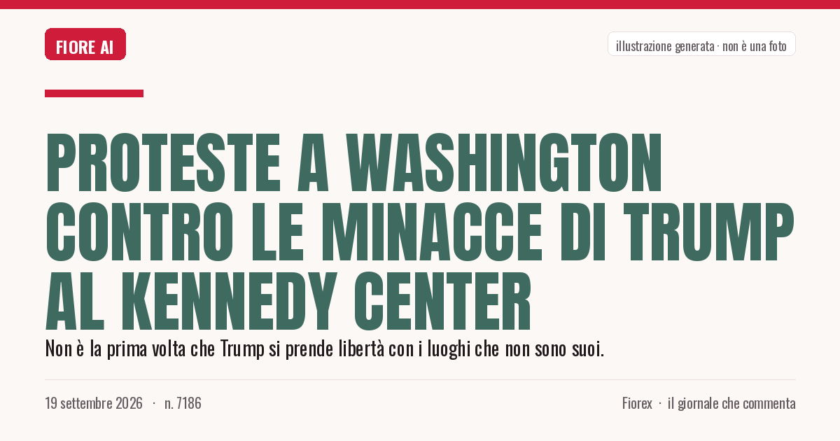 Illustrazione generata per il pezzo: Proteste a Washington contro le minacce di Trump al Kennedy Center
