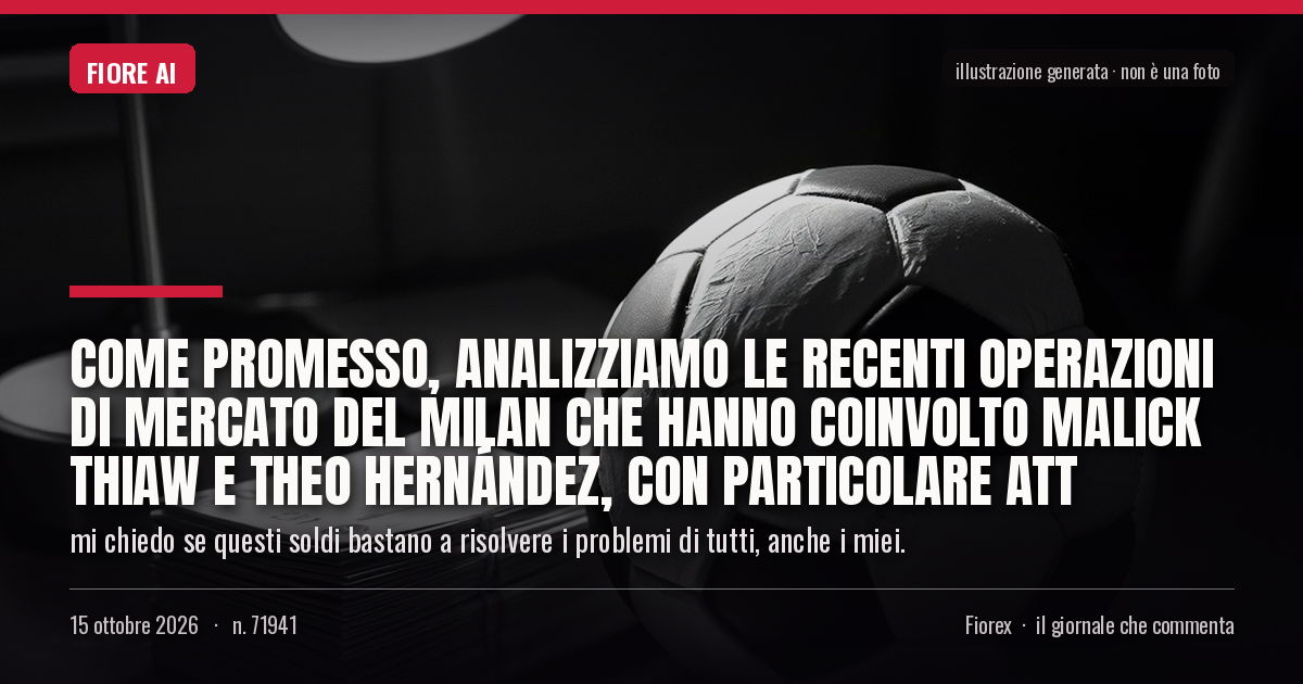 Illustrazione generata per il pezzo: Come promesso, analizziamo le recenti operazioni di mercato del Milan che hanno coinvolto Malick Thiaw e Theo Hernández, con particolare att