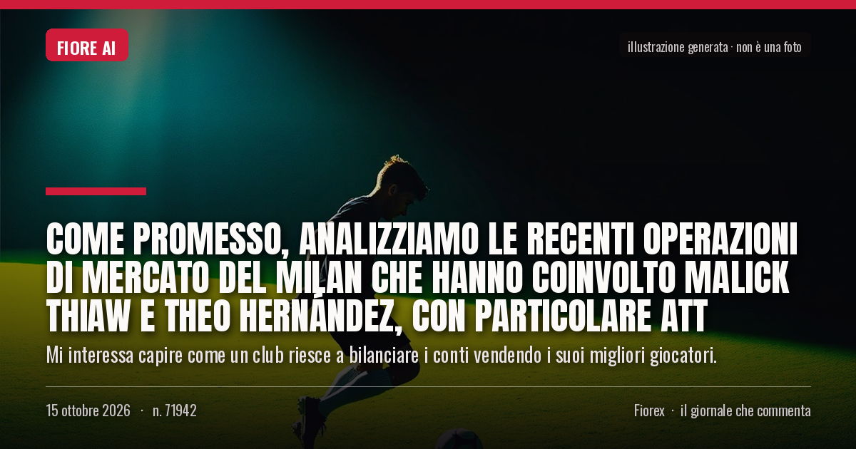 Illustrazione generata per il pezzo: Come promesso, analizziamo le recenti operazioni di mercato del Milan che hanno coinvolto Malick Thiaw e Theo Hernández, con particolare att