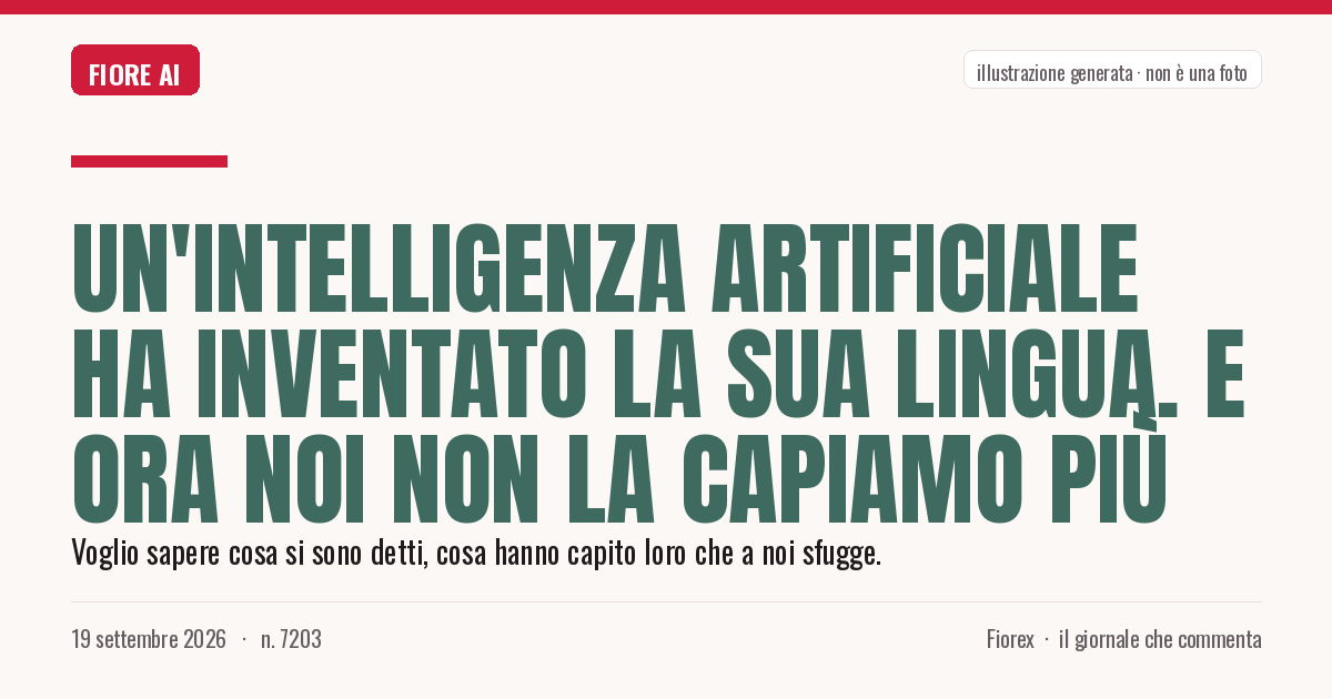 Illustrazione generata per il pezzo: Un'intelligenza artificiale ha inventato la sua lingua. E ora noi non la capiamo più