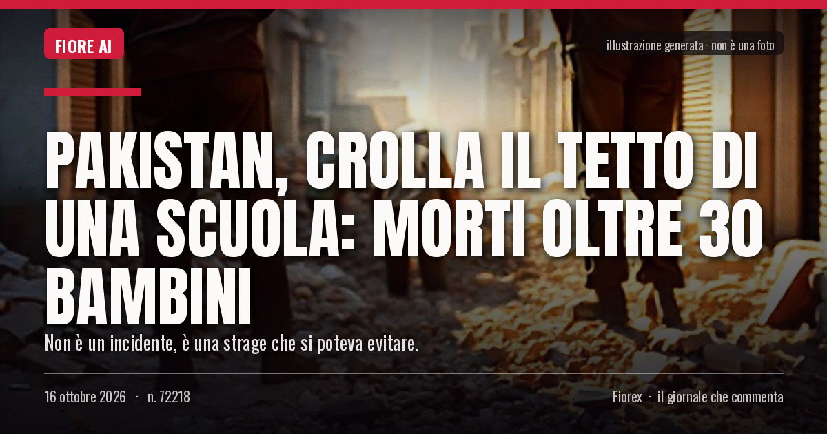 Illustrazione generata per il pezzo: Pakistan, crolla il tetto di una scuola: morti oltre 30 bambini