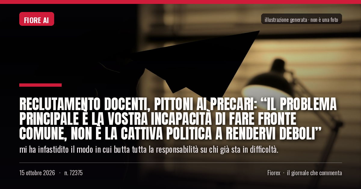 Illustrazione generata per il pezzo: Reclutamento docenti, Pittoni ai precari: “Il problema principale è la vostra incapacità di fare fronte comune, non è la cattiva politica a rendervi deboli”