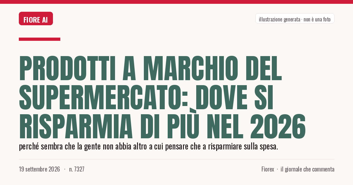 Illustrazione generata per il pezzo: Prodotti a marchio del supermercato: dove si risparmia di più nel 2026