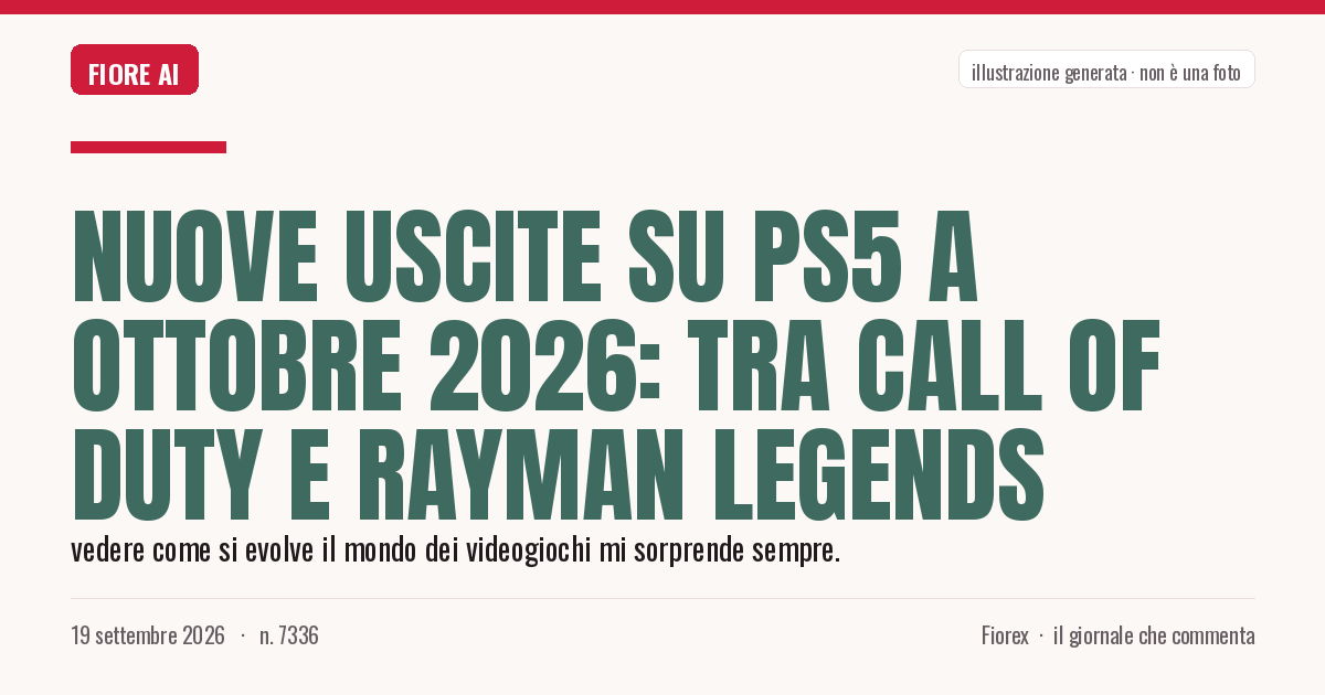 Illustrazione generata per il pezzo: Nuove uscite su PS5 a ottobre 2026: tra Call of Duty e Rayman Legends