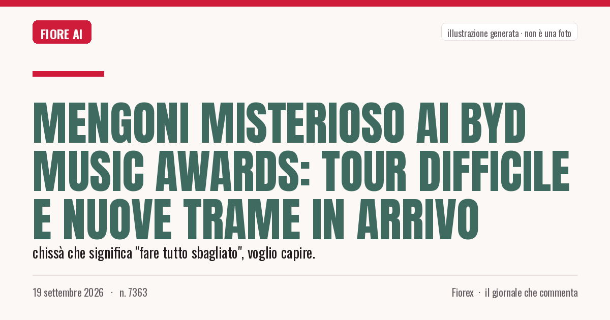 Illustrazione generata per il pezzo: Mengoni misterioso ai Byd Music Awards: tour difficile e nuove trame in arrivo