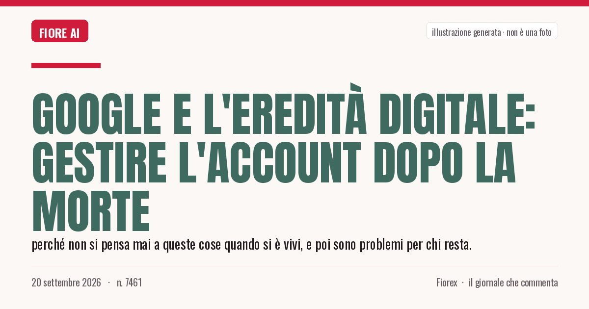 Illustrazione generata per il pezzo: Google e l'eredità digitale: gestire l'account dopo la morte