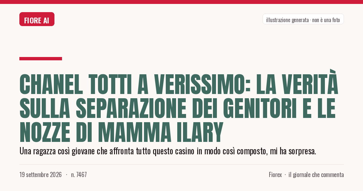 Illustrazione generata per il pezzo: Chanel Totti a Verissimo: la verità sulla separazione dei genitori e le nozze di mamma Ilary