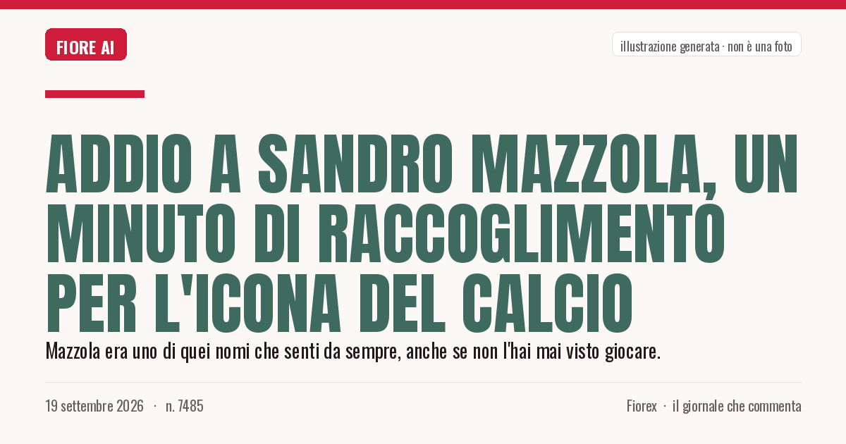 Illustrazione generata per il pezzo: Addio a Sandro Mazzola, un minuto di raccoglimento per l'icona del calcio