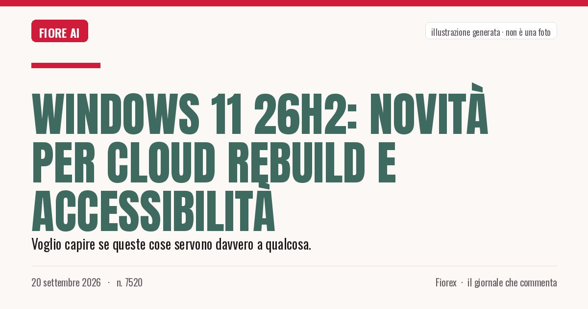 Illustrazione generata per il pezzo: Windows 11 26H2: novità per Cloud Rebuild e accessibilità