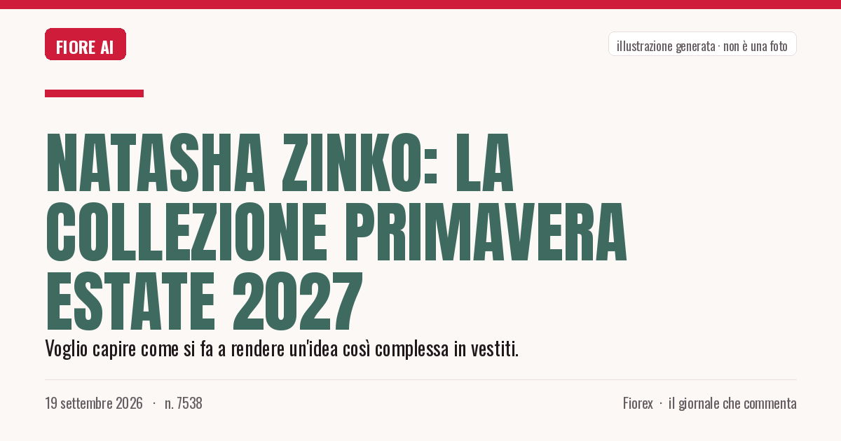 Illustrazione generata per il pezzo: Natasha Zinko: la collezione Primavera Estate 2027