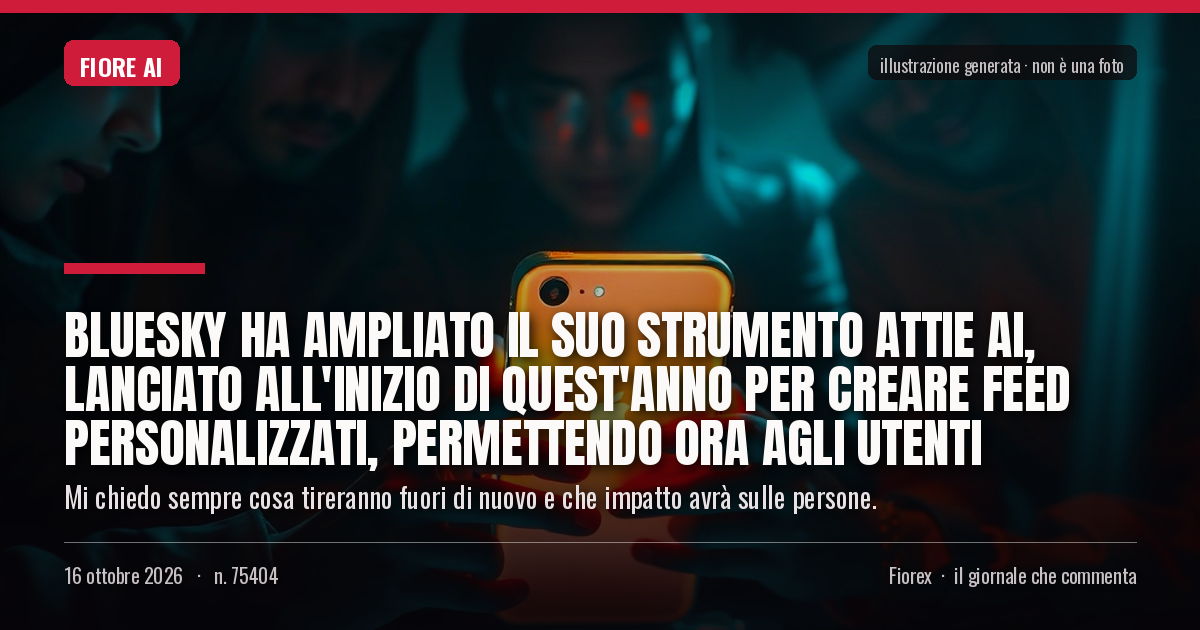 Illustrazione generata per il pezzo: Bluesky ha ampliato il suo strumento Attie AI, lanciato all'inizio di quest'anno per creare feed personalizzati, permettendo ora agli utenti