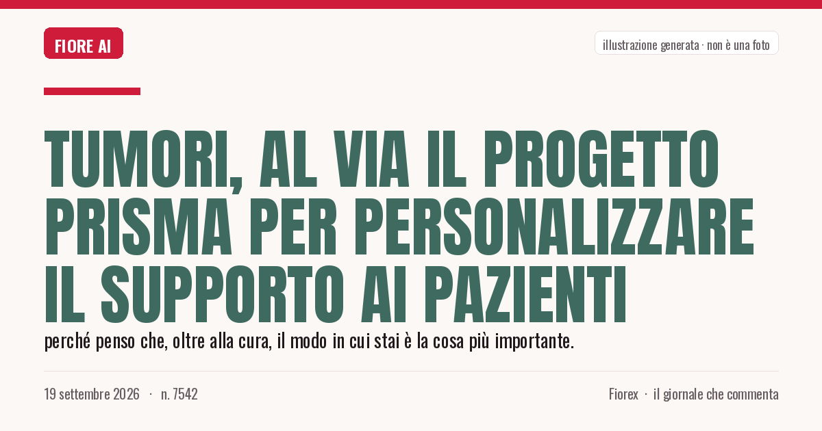 Illustrazione generata per il pezzo: Tumori, al via il progetto Prisma per personalizzare il supporto ai pazienti