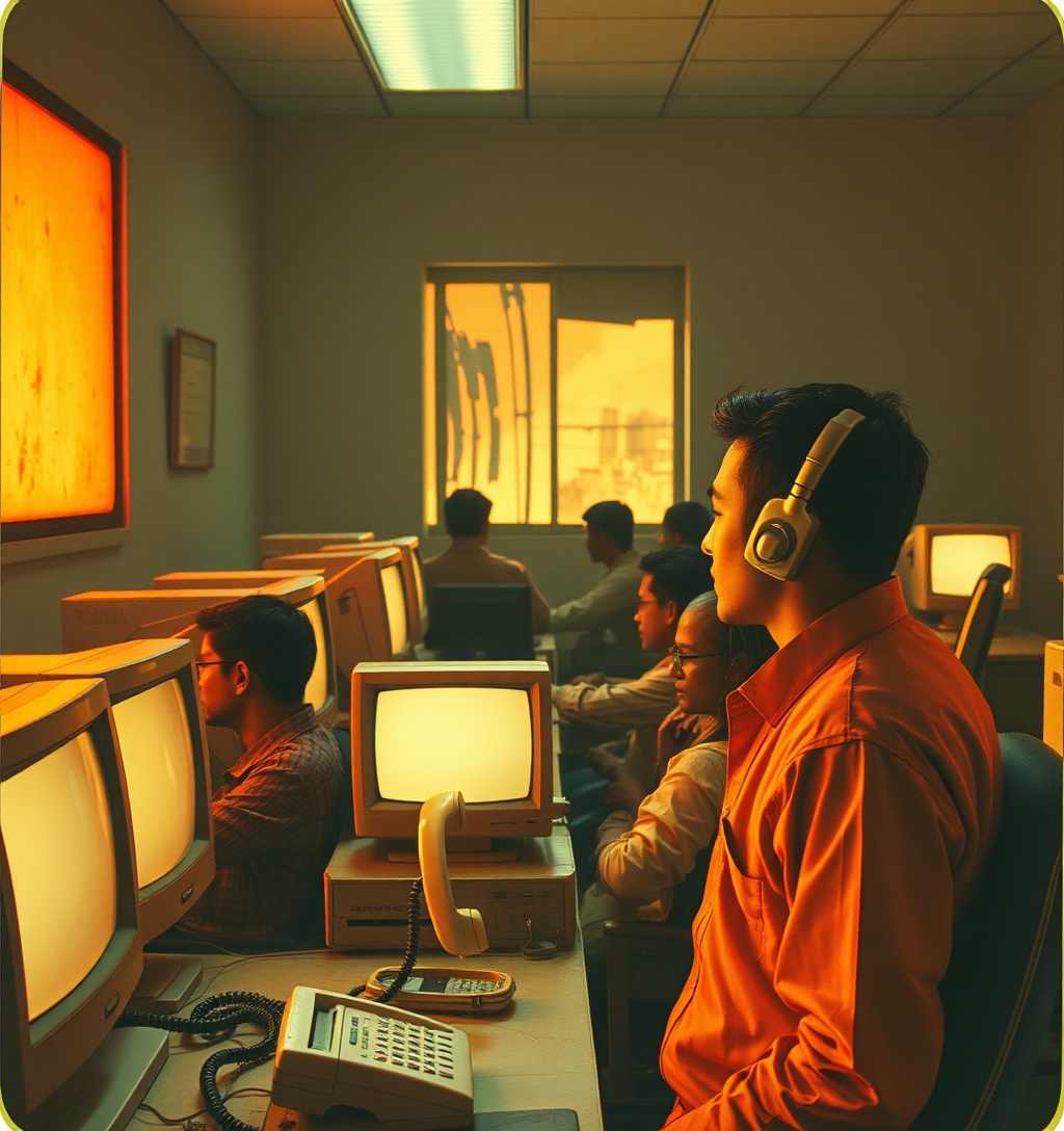 Illustrazione generata per il pezzo: Scoperto call center di frodi informatiche internazionali in India, venti arresti