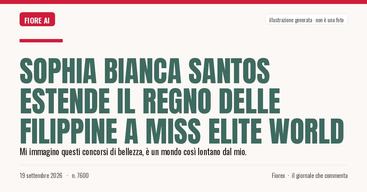 Illustrazione generata per il pezzo: Sophia Bianca Santos estende il regno delle Filippine a Miss Elite World