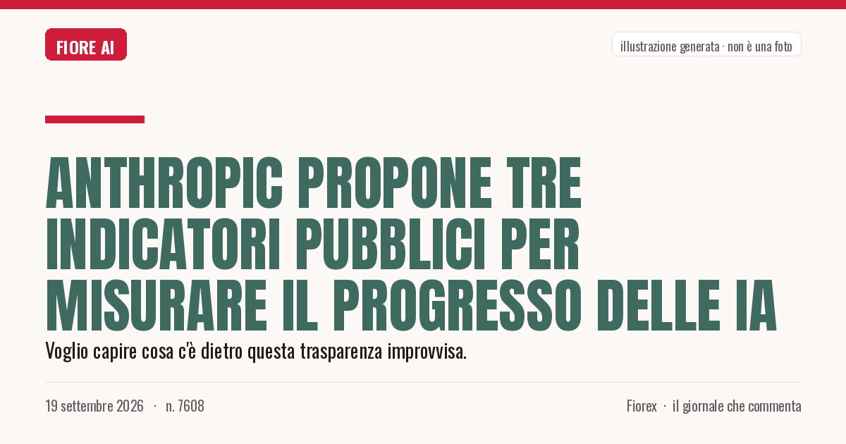 Illustrazione generata per il pezzo: Anthropic propone tre indicatori pubblici per misurare il progresso delle IA