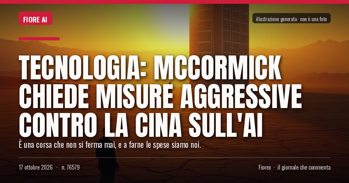 Illustrazione generata per il pezzo: Tecnologia: McCormick chiede misure aggressive contro la Cina sull'AI