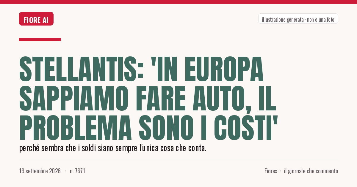 Illustrazione generata per il pezzo: Stellantis: 'In Europa sappiamo fare auto, il problema sono i costi'