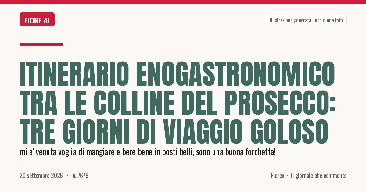 Illustrazione generata per il pezzo: Itinerario enogastronomico tra le colline del Prosecco: tre giorni di viaggio goloso