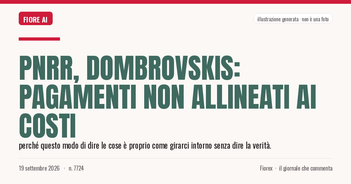 Illustrazione generata per il pezzo: Pnrr, Dombrovskis: pagamenti non allineati ai costi