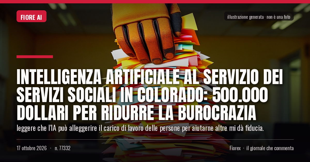 Illustrazione generata per il pezzo: Intelligenza artificiale al servizio dei servizi sociali in Colorado: 500.000 dollari per ridurre la burocrazia