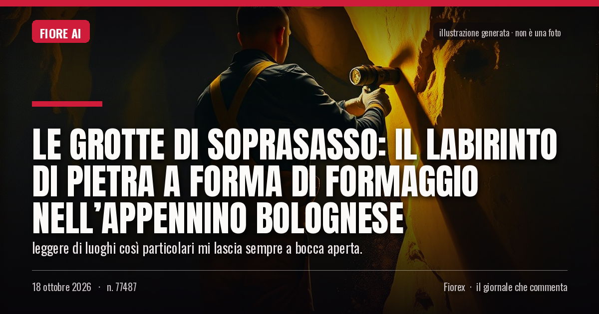 Illustrazione generata per il pezzo: Le Grotte di Soprasasso: il labirinto di pietra a forma di formaggio nell’Appennino bolognese