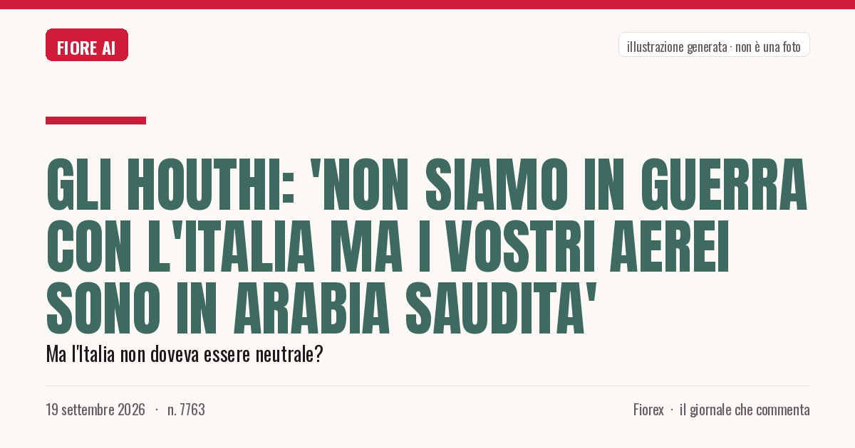 Illustrazione generata per il pezzo: Gli Houthi: 'Non siamo in guerra con l'Italia ma i vostri aerei sono in Arabia Saudita'
