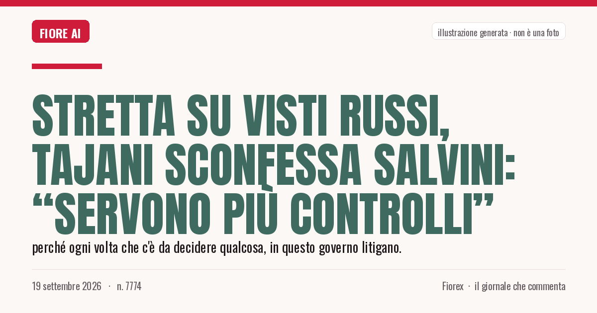 Illustrazione generata per il pezzo: Stretta su visti russi, Tajani sconfessa Salvini: “Servono più controlli”